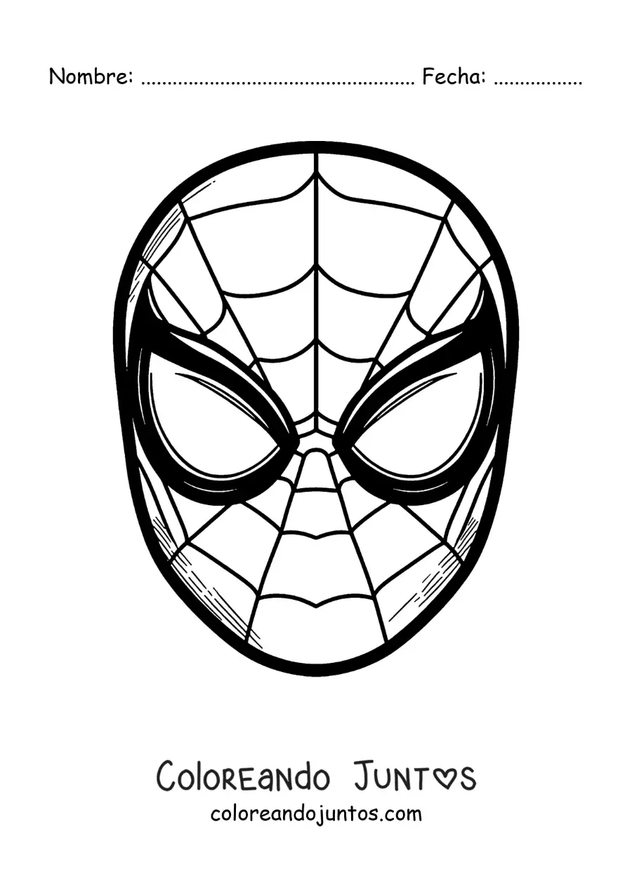 Imagen para colorear de máscara de Spiderman fácil para niños