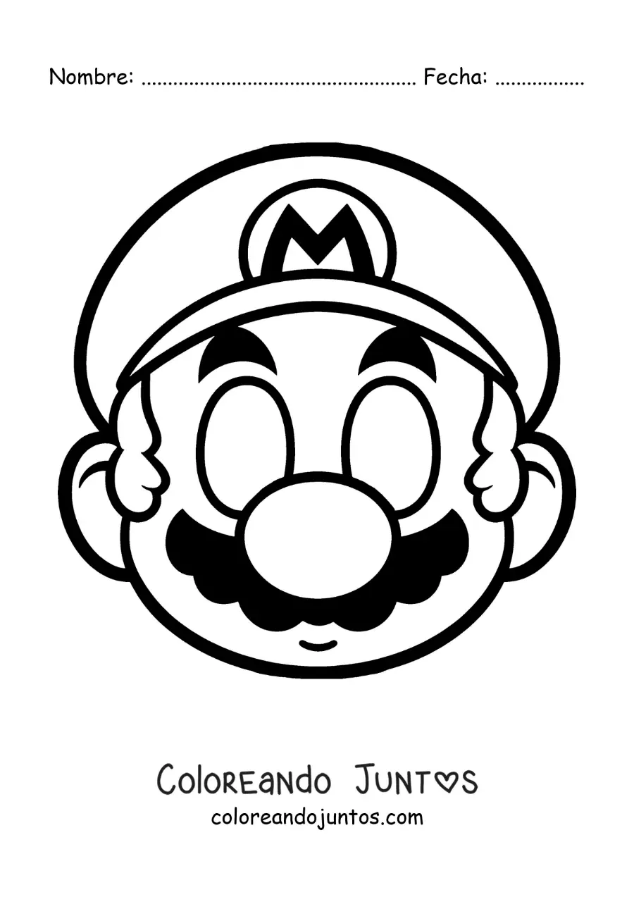 Imagen para colorear de máscara de Mario