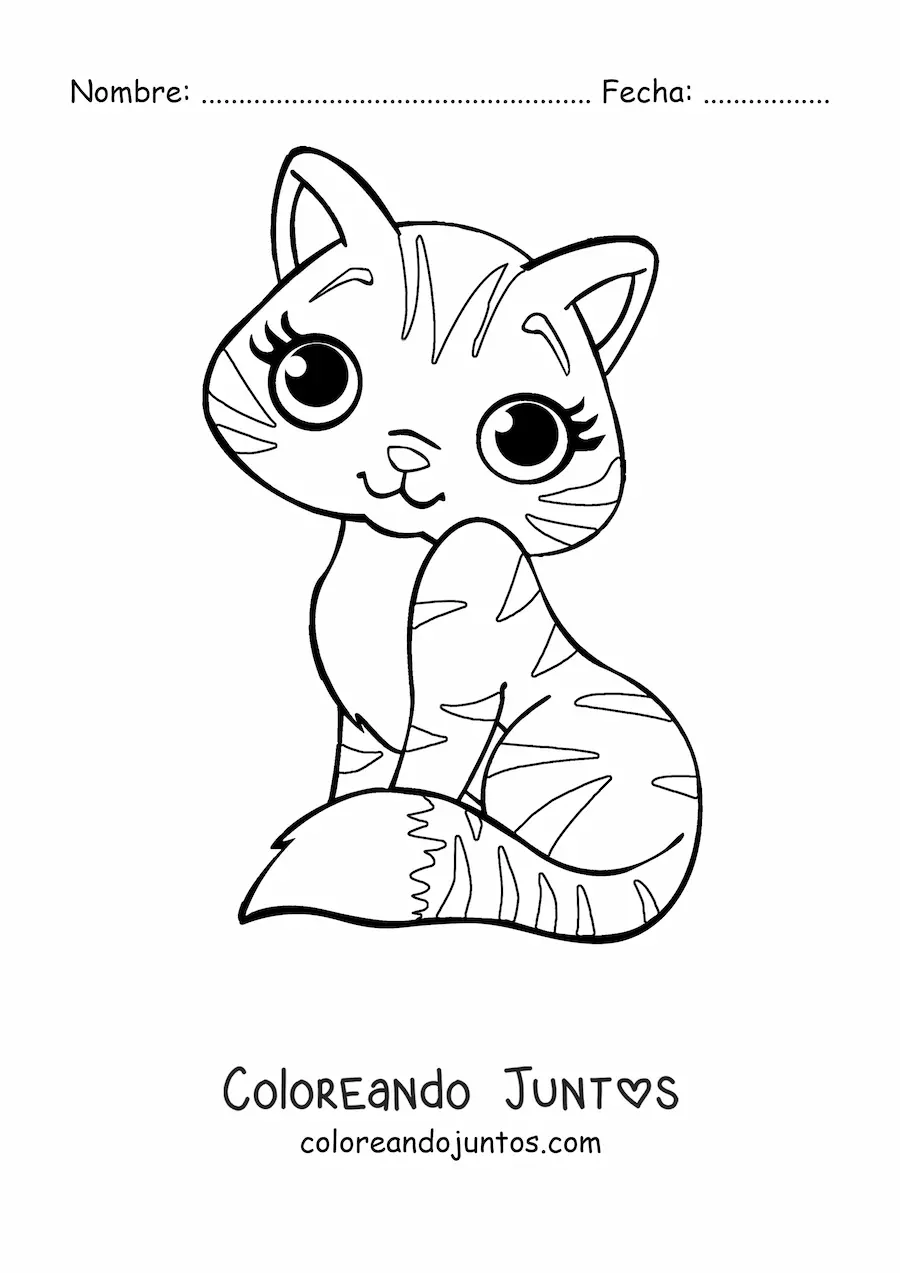 Imagen para colorear de un gato animado sentado