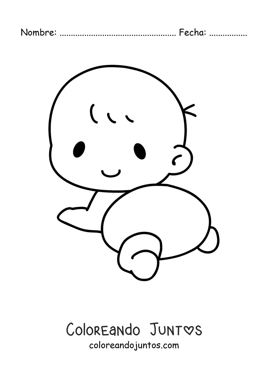 Imagen para colorear de un bebé en pañales gateando