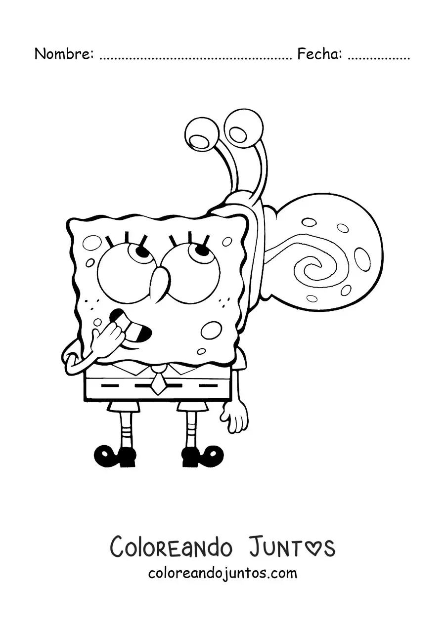 Imagen para colorear de Bob Esponja con Gary