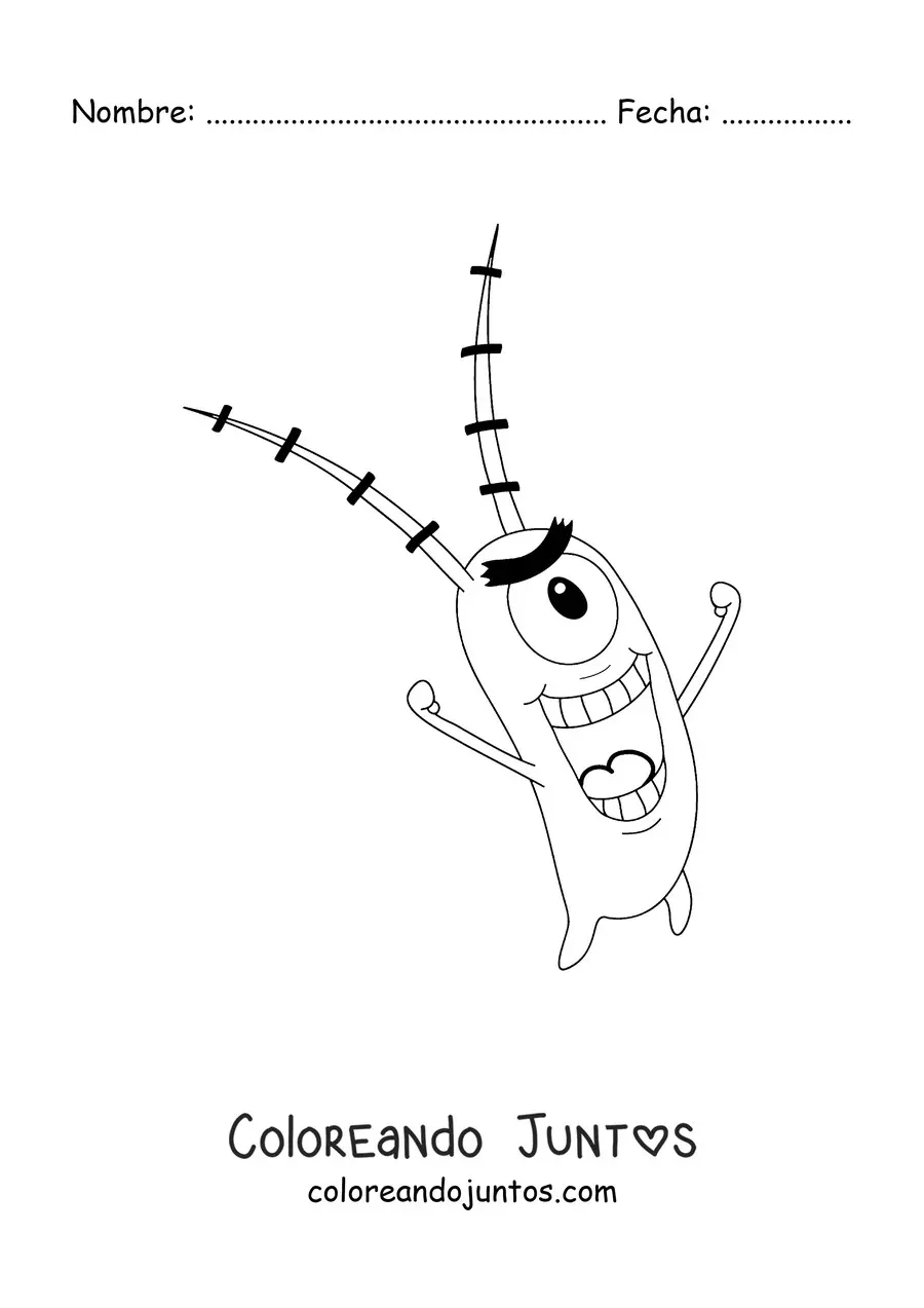 Imagen para colorear de Plancton con una sonrisa malévola