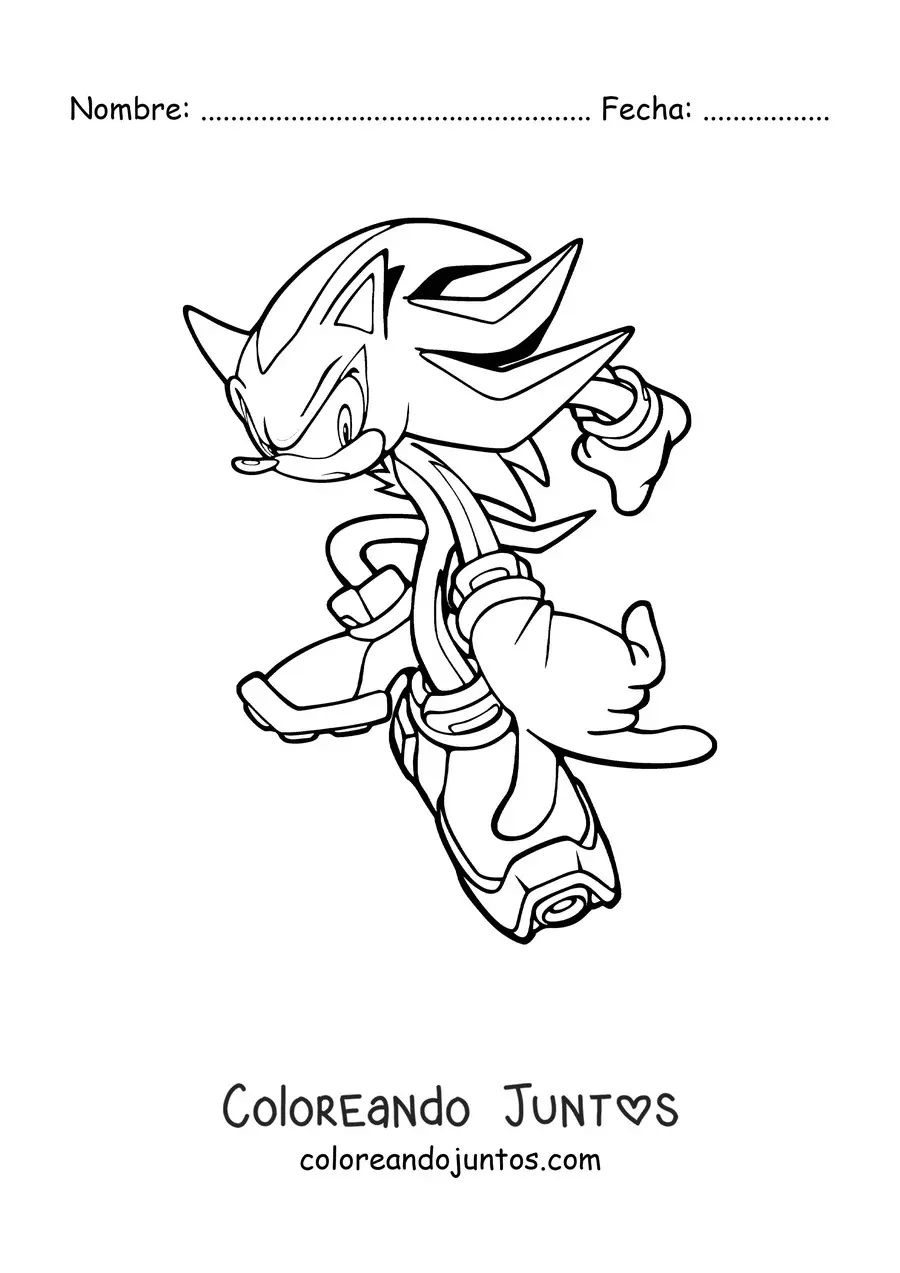 Imagen para colorear de Shadow de Sonic agachado