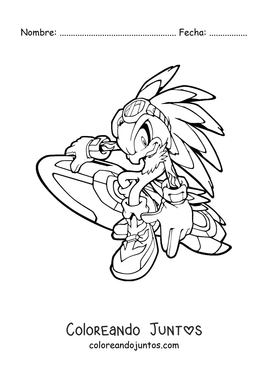 Imagen para colorear de Jet de Sonic sujetando su tabla