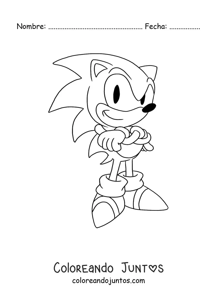 Sonic clásico con brazos cruzados | Coloreando Juntos