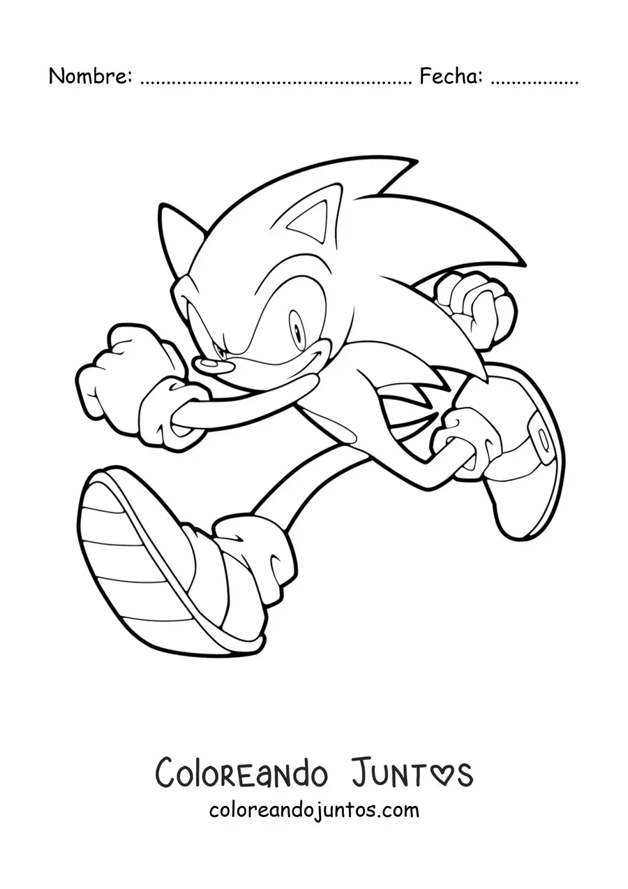 Imagen para colorear de Sonic corriendo