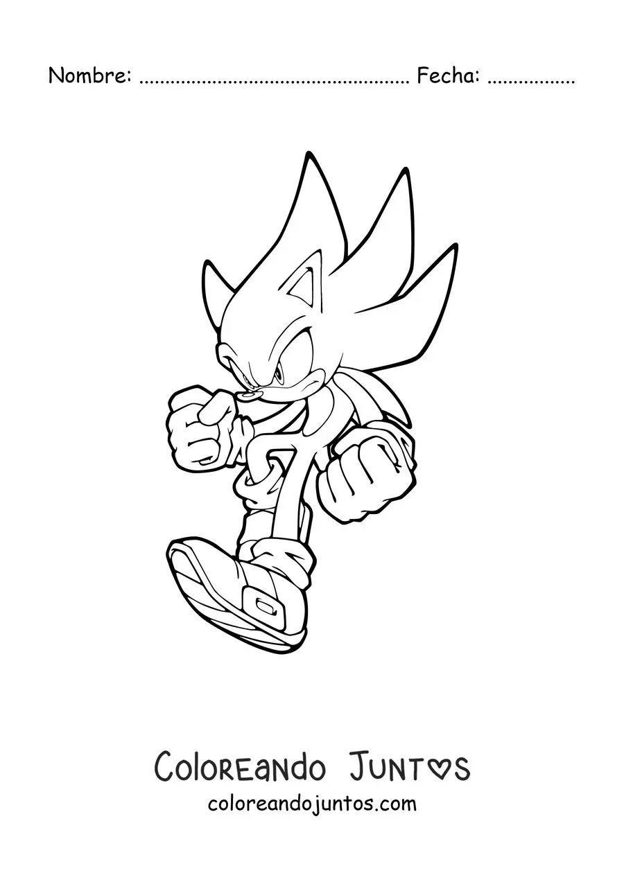 Imagen para colorear de Sonic aterrizando