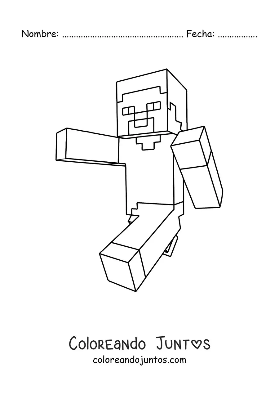 Imagen para colorear de Steve de Minecraft corriendo