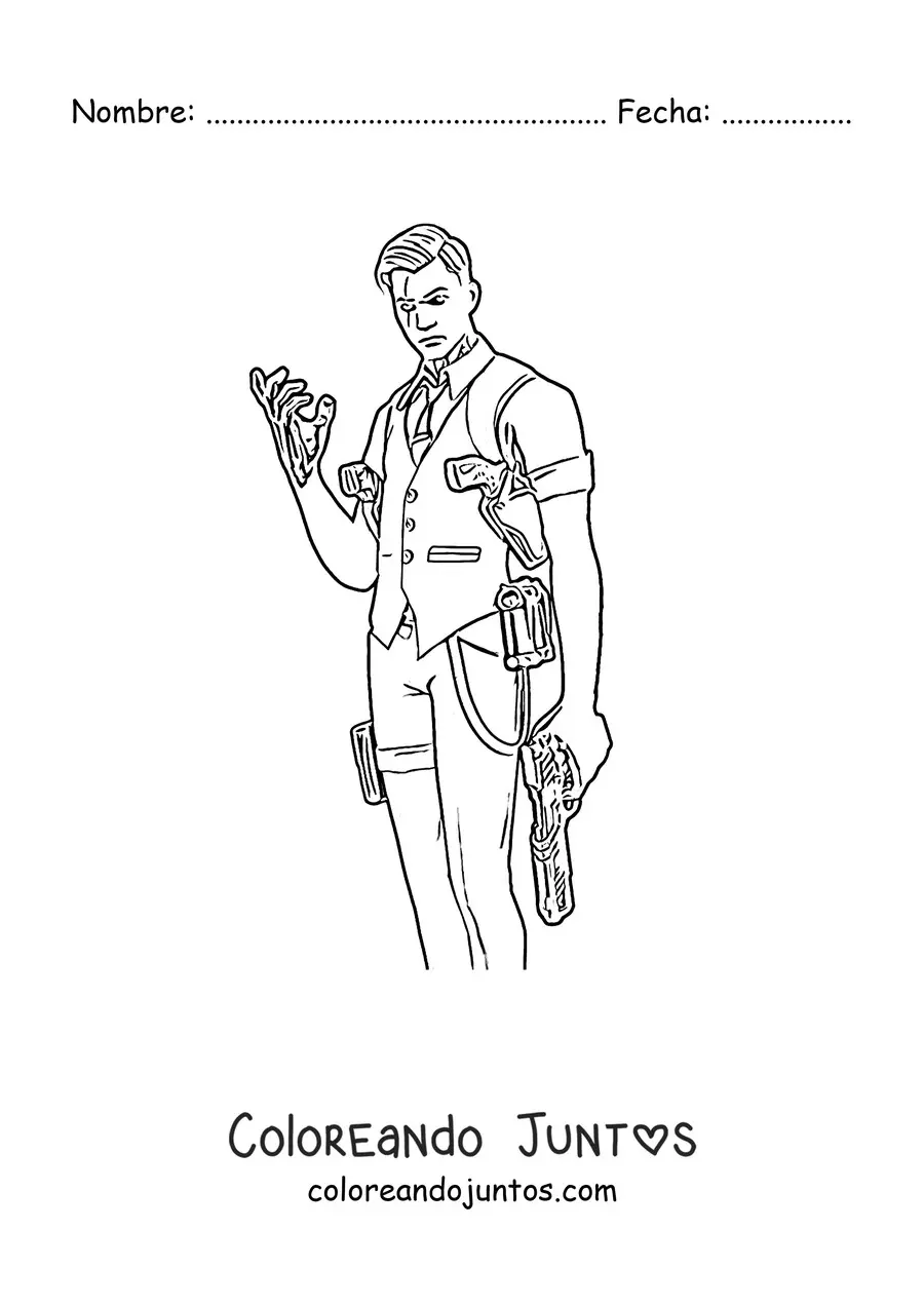 Imagen para colorear de Midas de Fortnite sujetando un arma