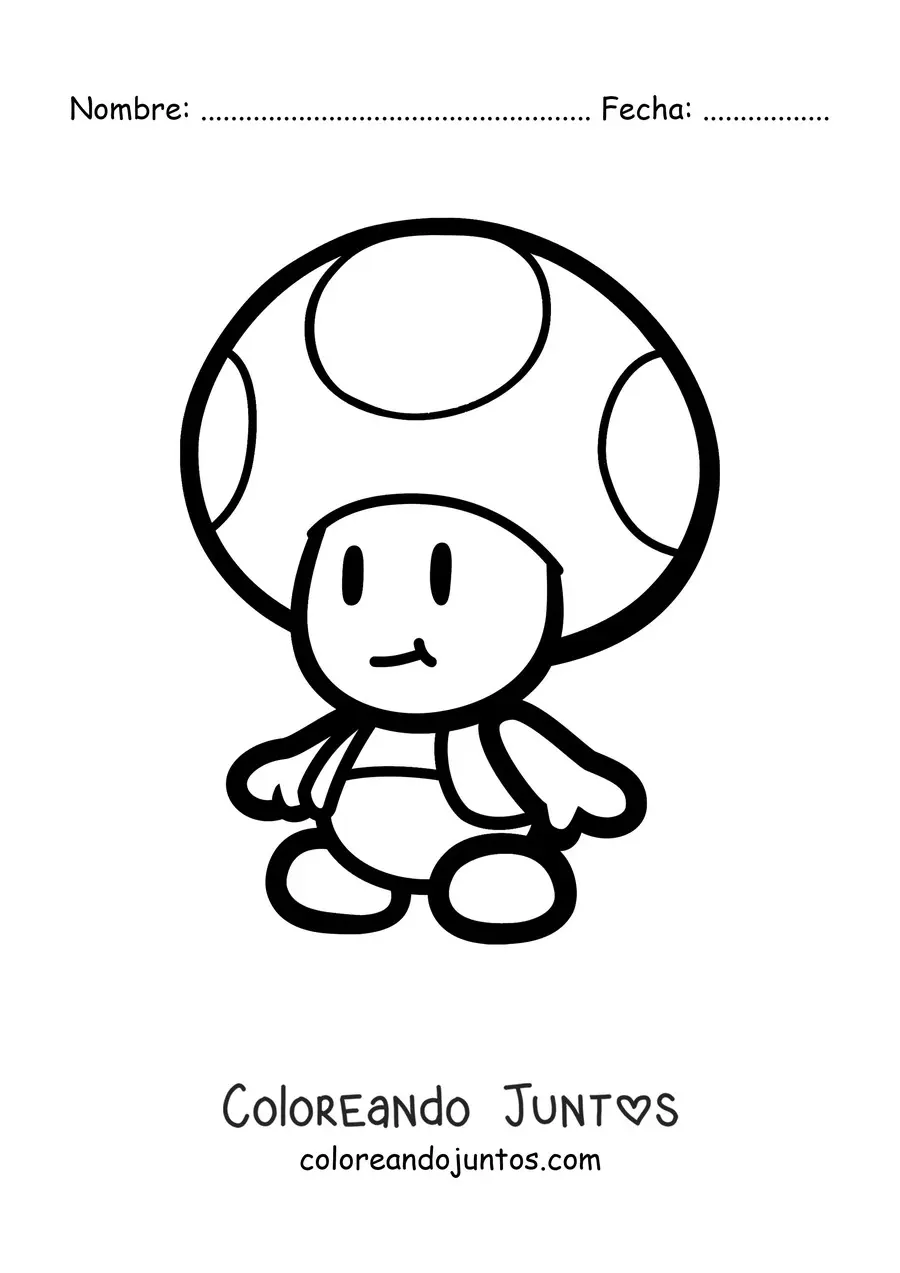 Imagen para colorear de Paper Toad de Mario Bros
