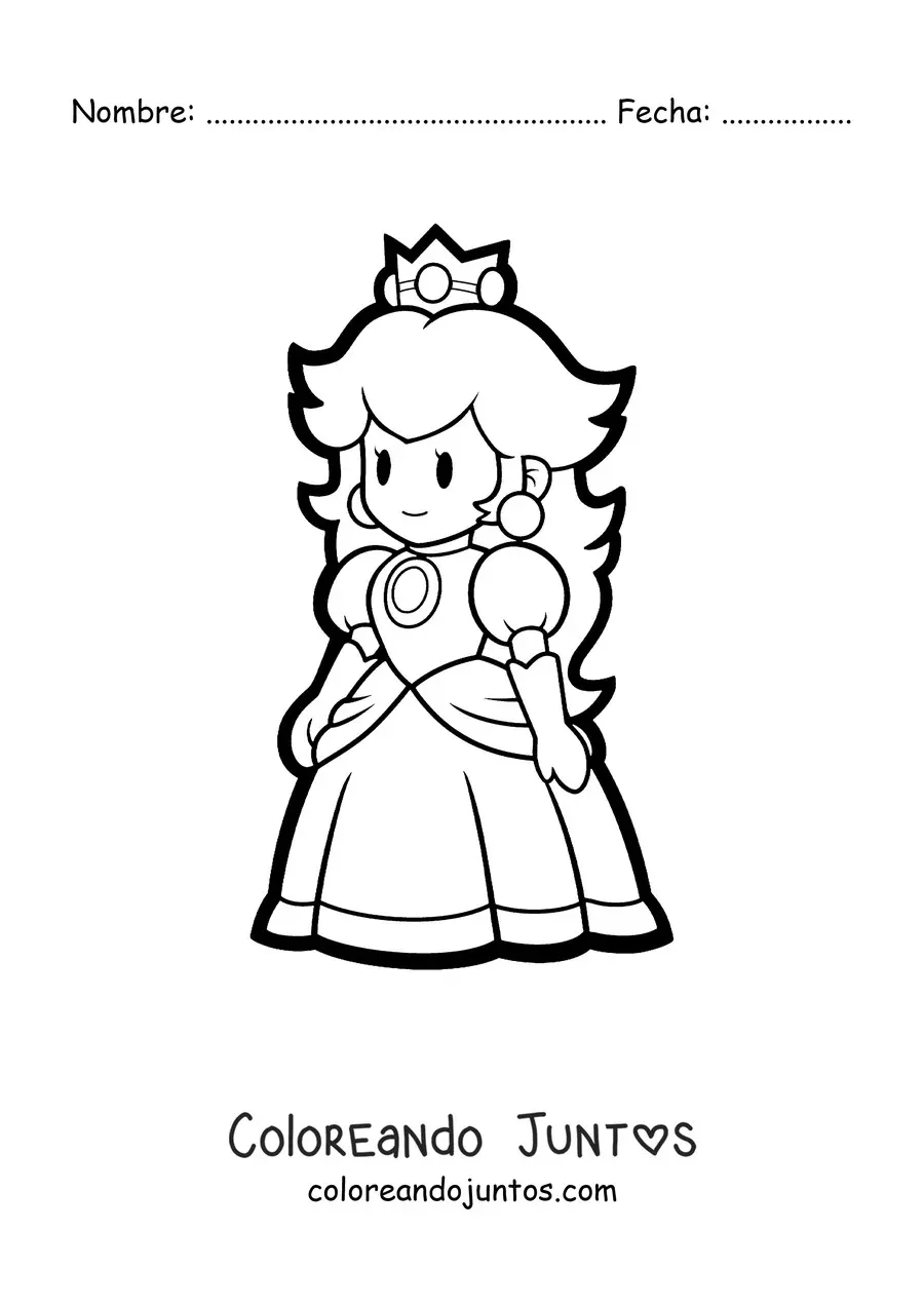 Imagen para colorear de Paper Peach de Mario Bros