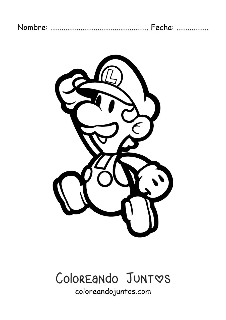 Imagen para colorear de Paper Luigi de Mario Bros