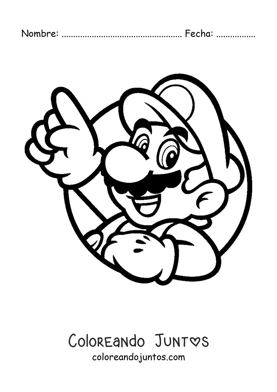 Imagen para colorear de cara de Mario