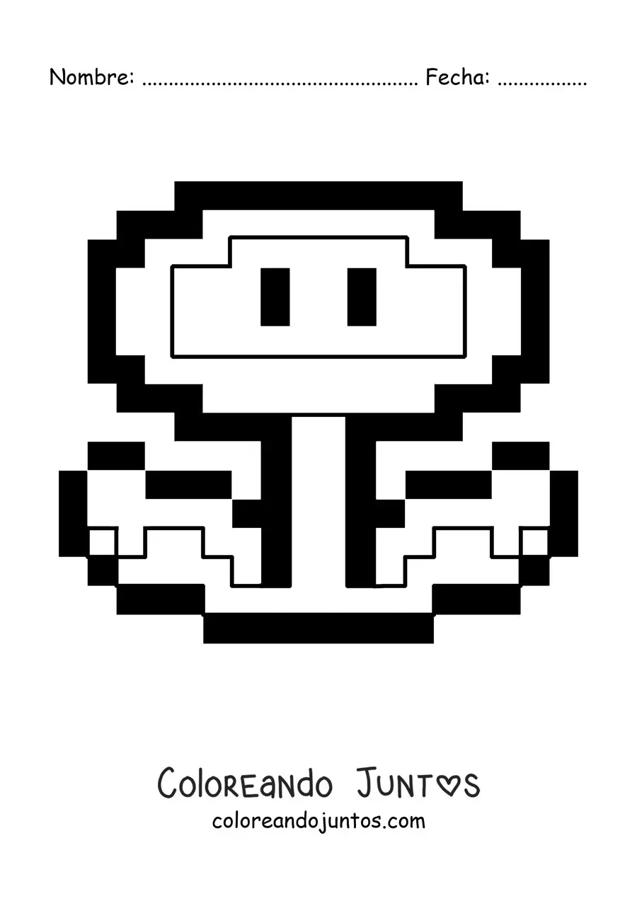 Imagen para colorear de una flor de fuego de Mario Bros en 8 bits