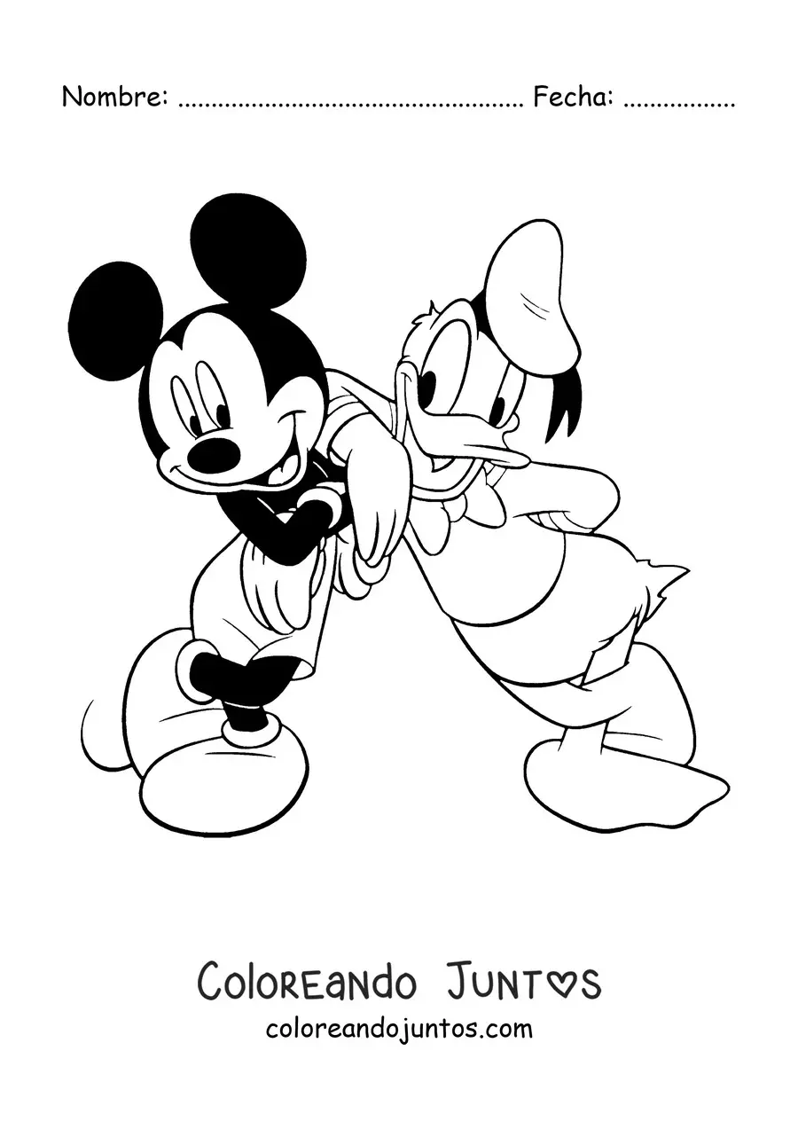 Imagen para colorear de Mickey junto a Donald