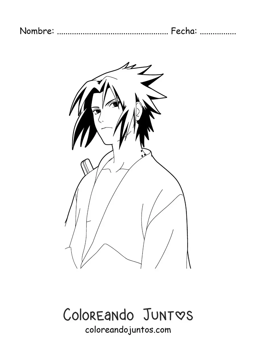 Imagen para colorear de Sasuke serio
