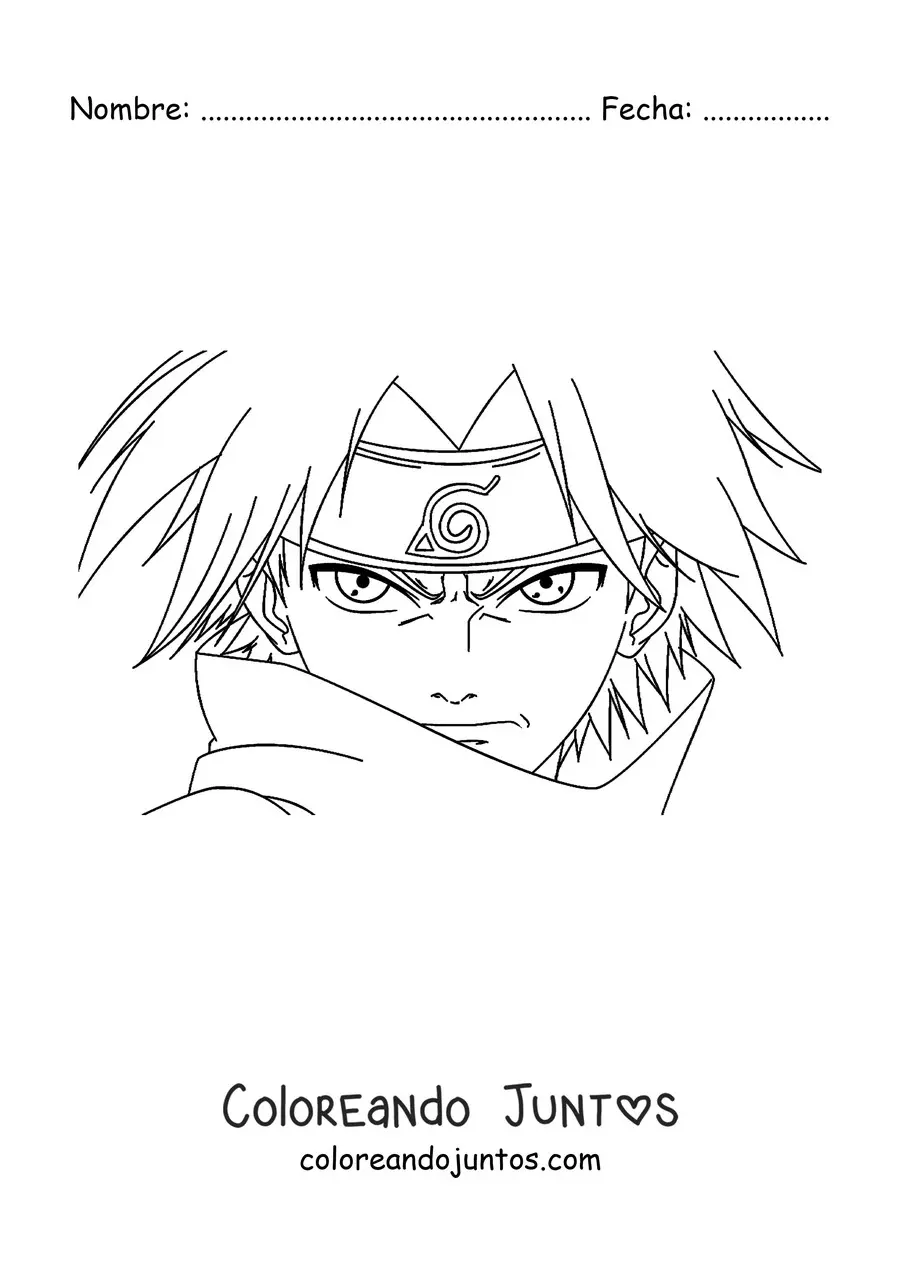 Imagen para colorear de la cara de Sasuke