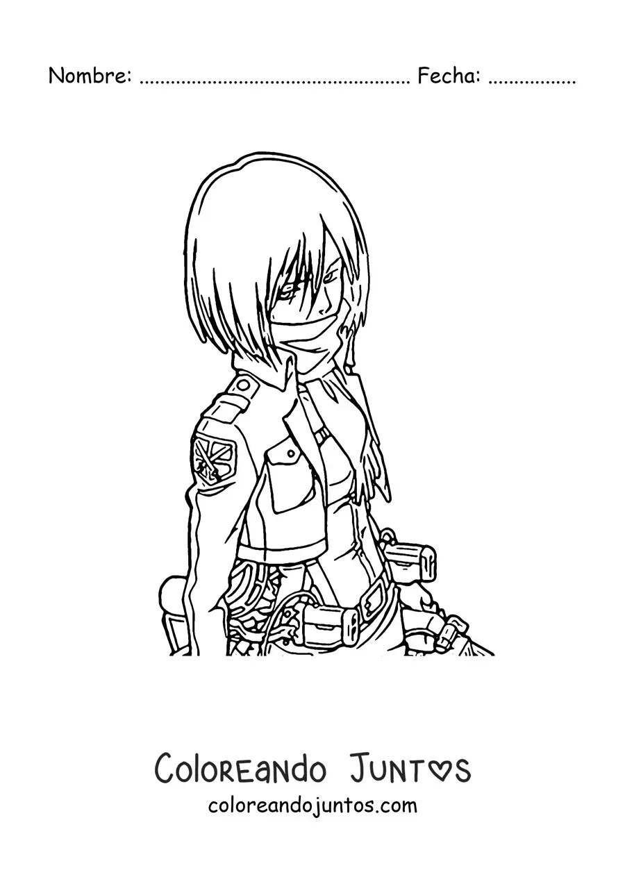 Imagen para colorear de Mikasa de Attack On Titan