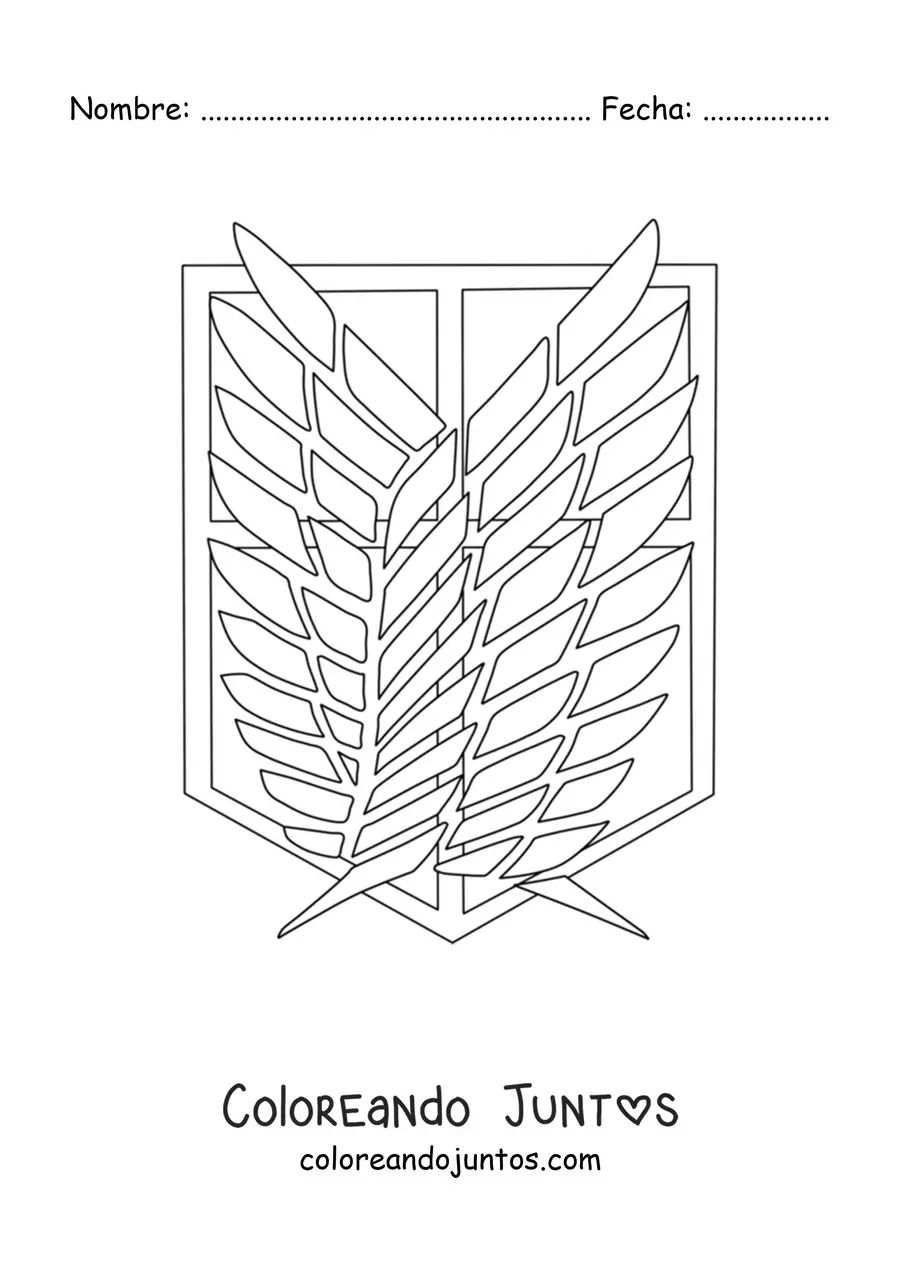 Imagen para colorear del emblema de Alas de la libertad de Attack On Titan
