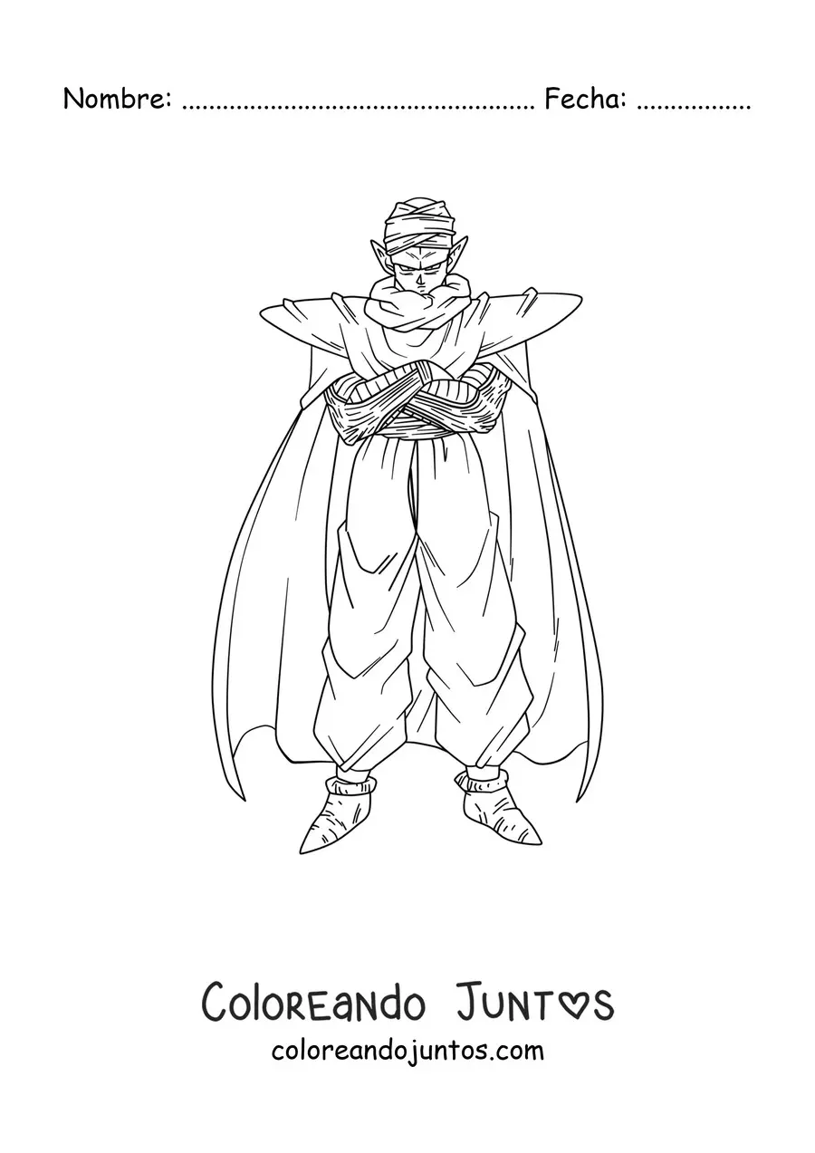 Imagen para colorear de Piccolo de Dragon Ball