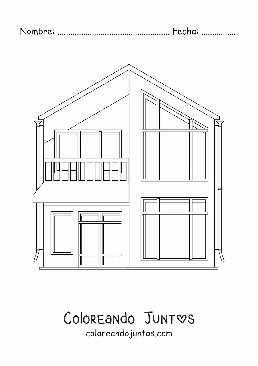 Imagen para colorear de una casa de dos pisos