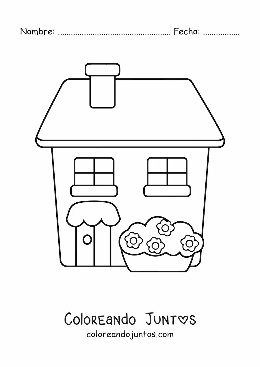 Imagen para colorear de una casa sencilla con una chimenea