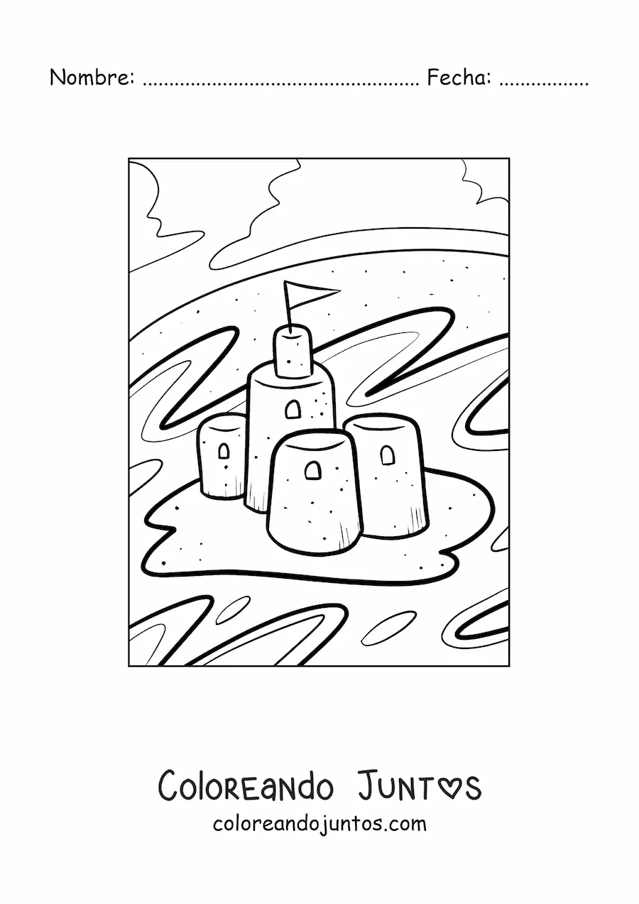 Imagen para colorear de las torres de un castillo de arena