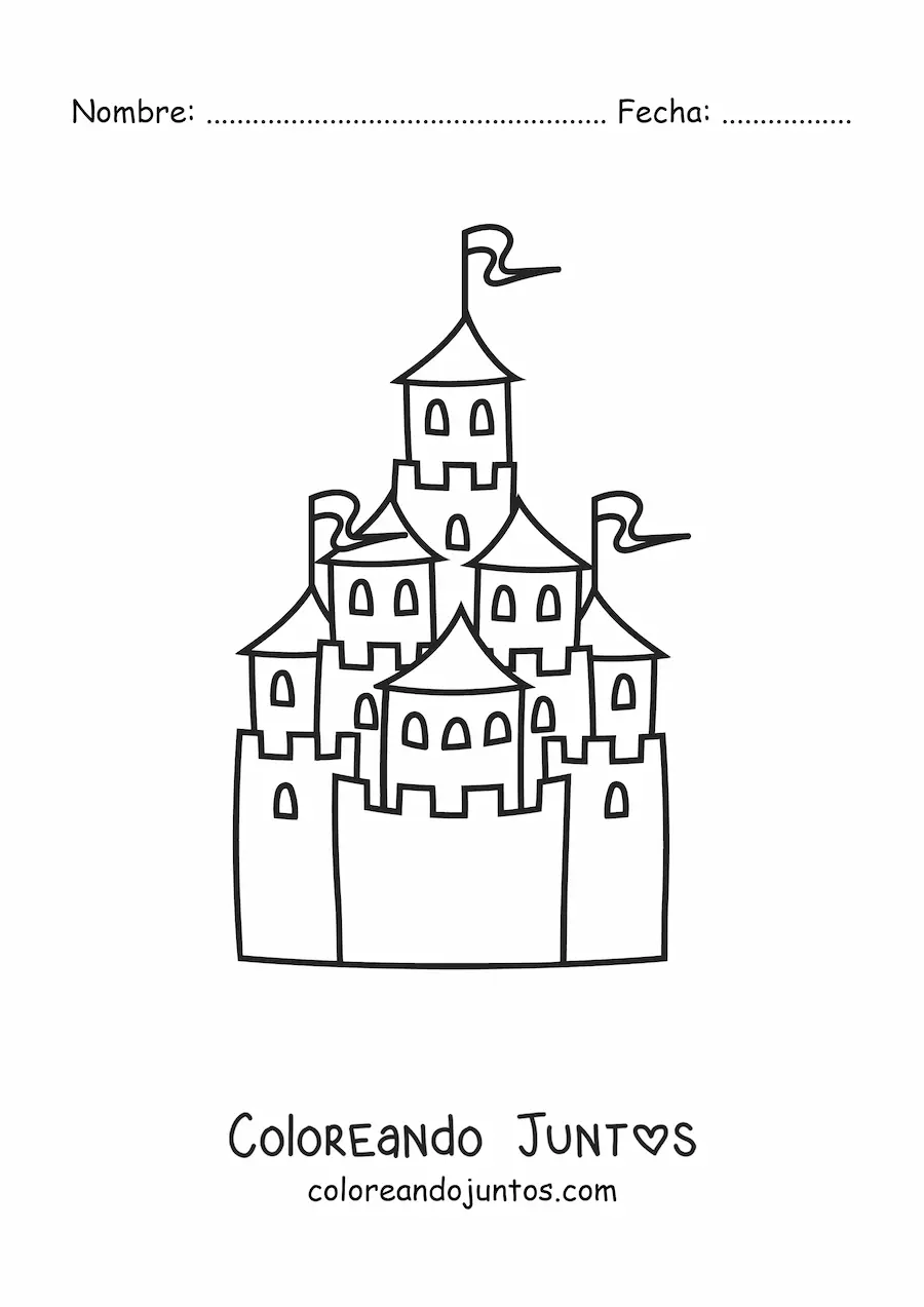 Imagen para colorear de un castillo con muchas torres