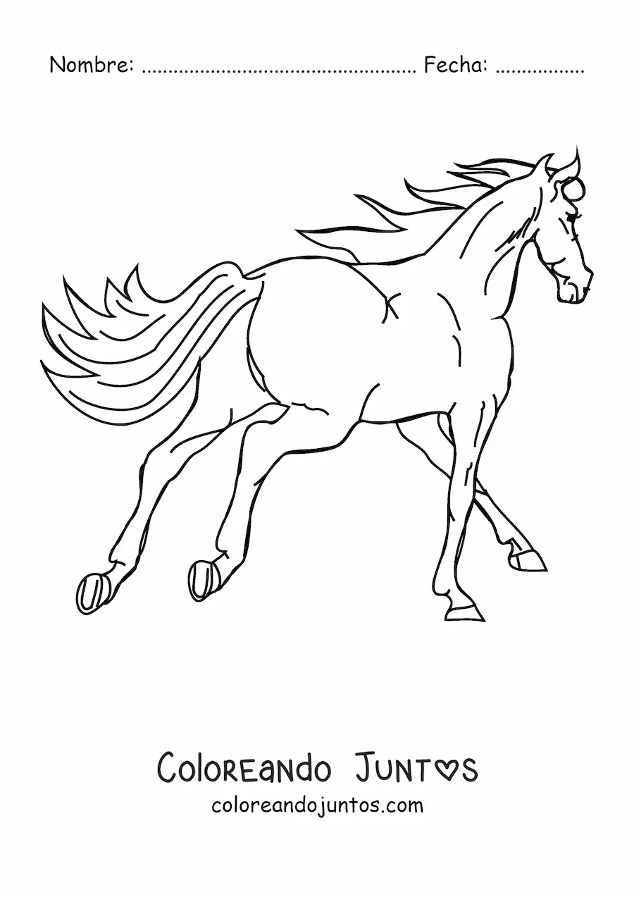 Imagen para colorear de un caballo de espaldas corriendo