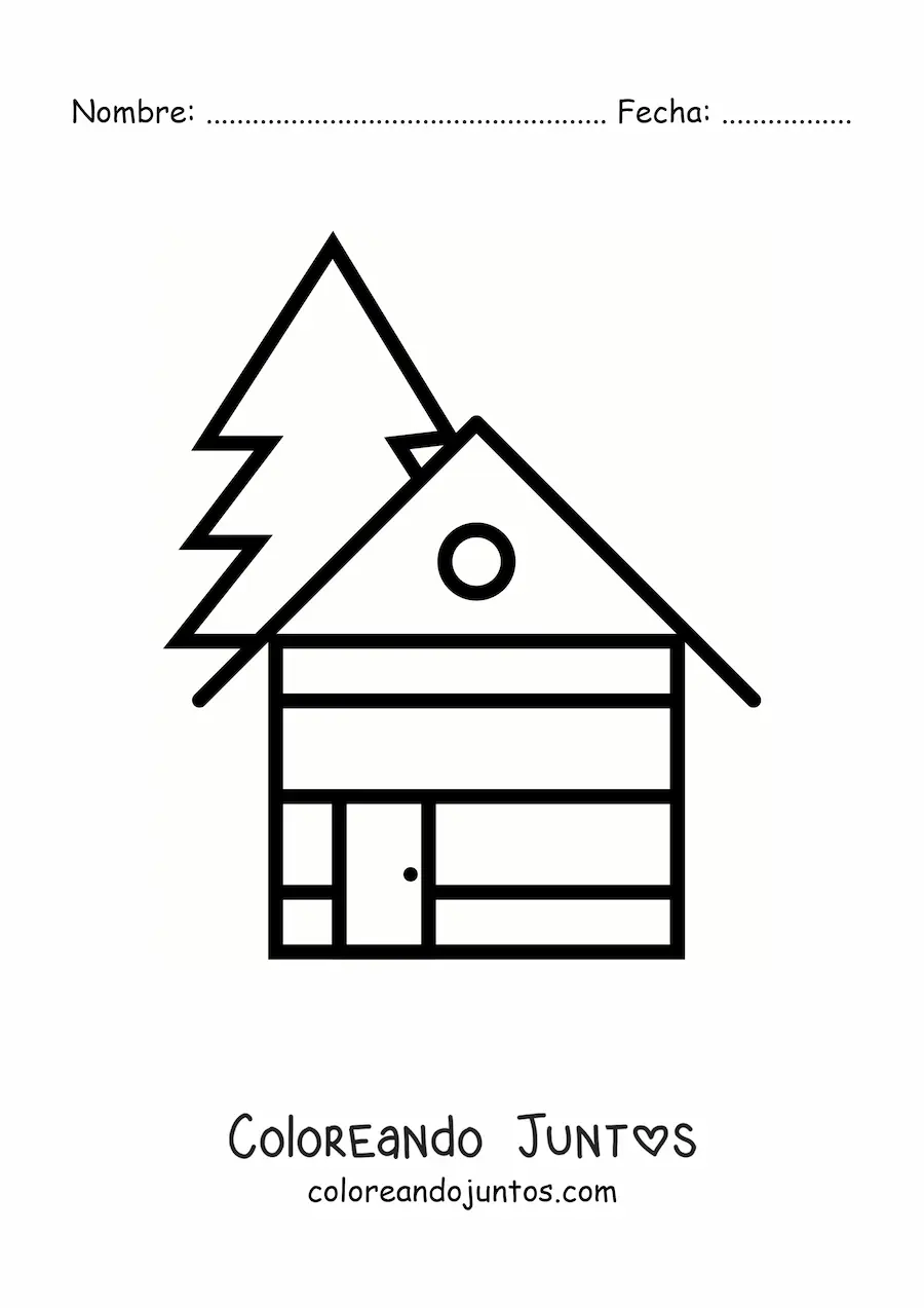 Imagen para colorear de una cabaña de madera sencilla