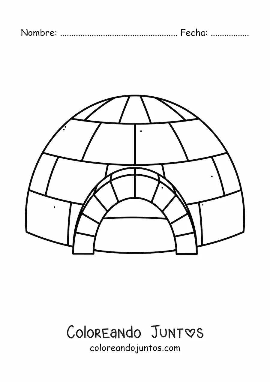 Imagen para colorear de un iglú de frente