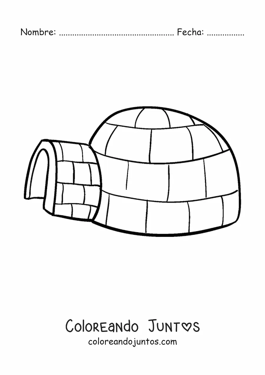 Imagen para colorear de un iglú tradicional