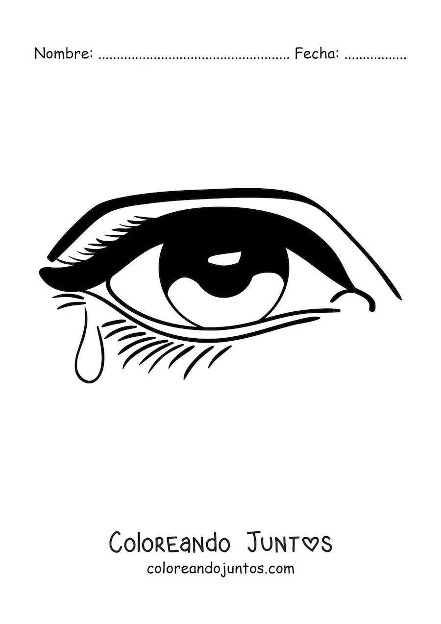 Imagen para colorear de un ojo de mujer con una lágrima