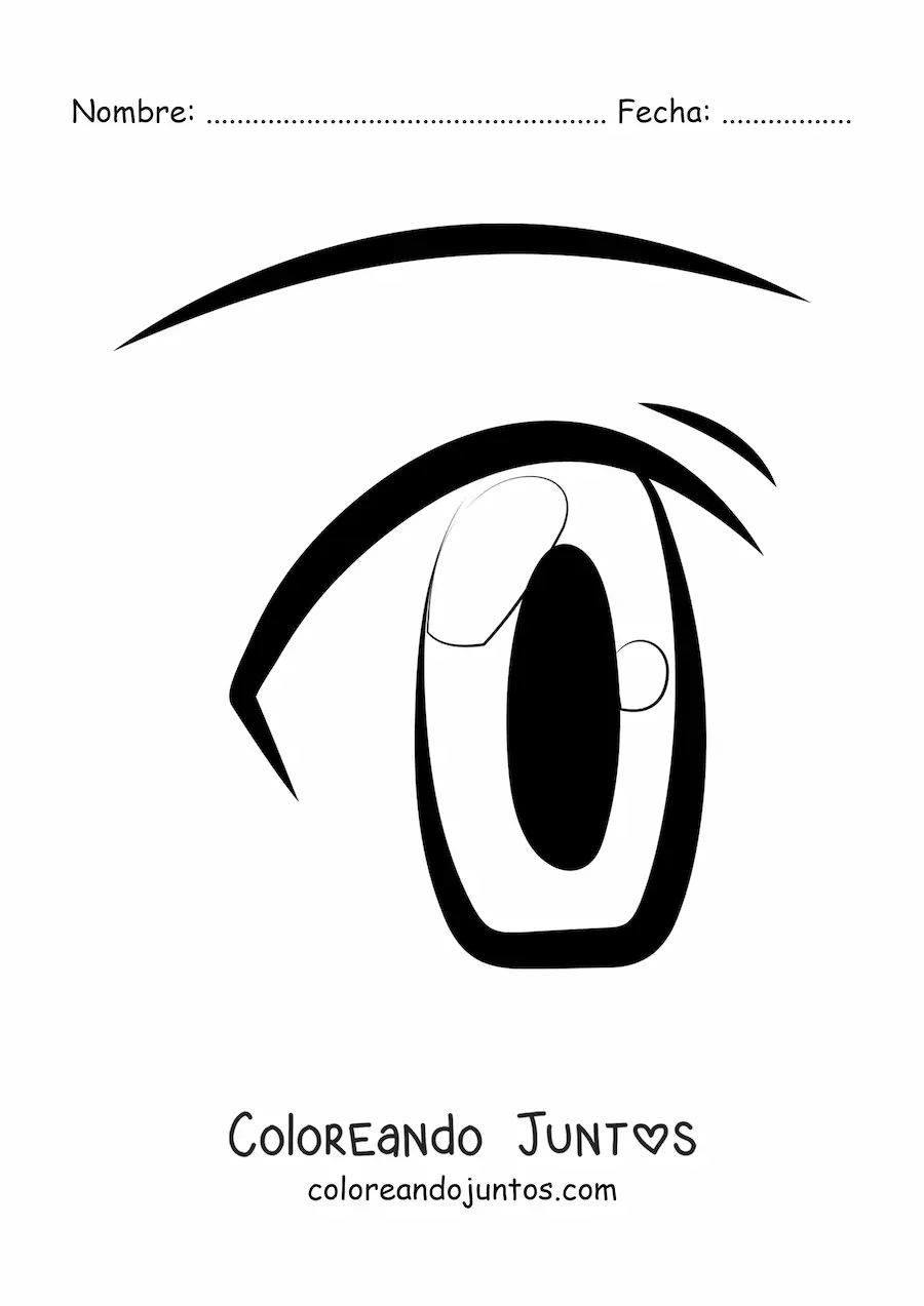 Imagen para colorear de un ojo dibujado estilo anime