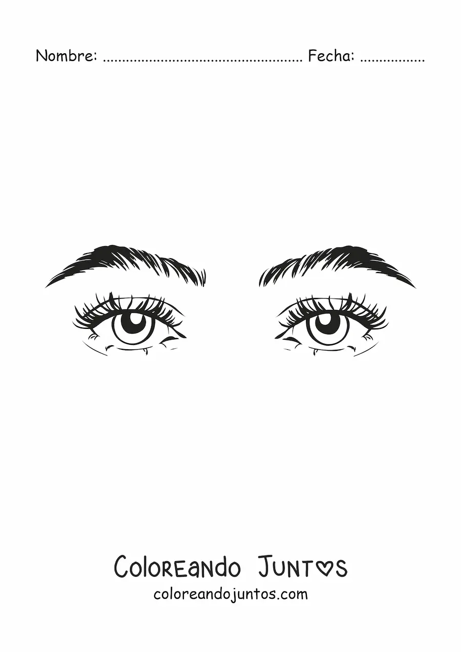 Imagen para colorear de un par de hermosos ojos realistas de mujer