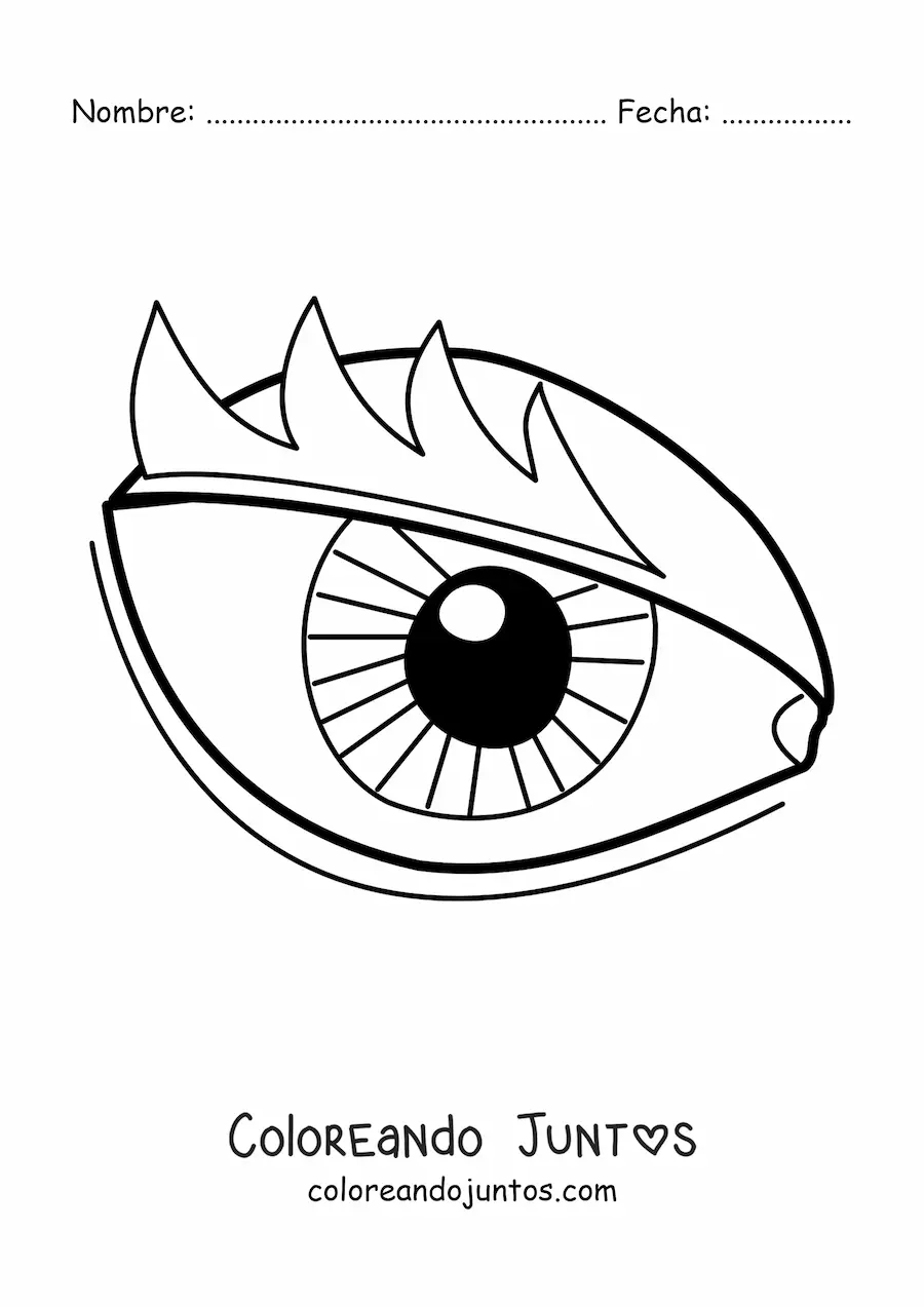 Imagen para colorear de un ojo animado con pestañas