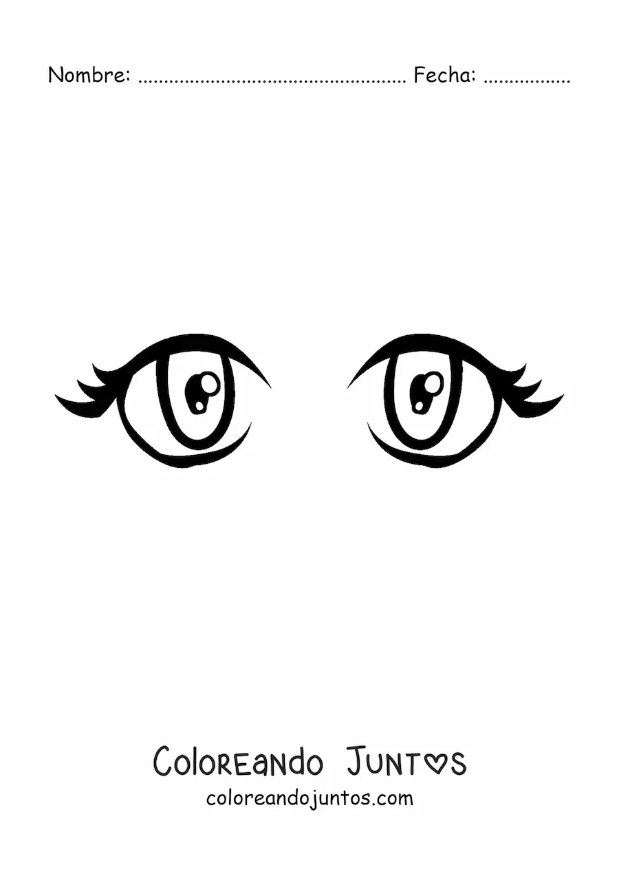 Imagen para colorear de un par de ojos de mujer estilo anime