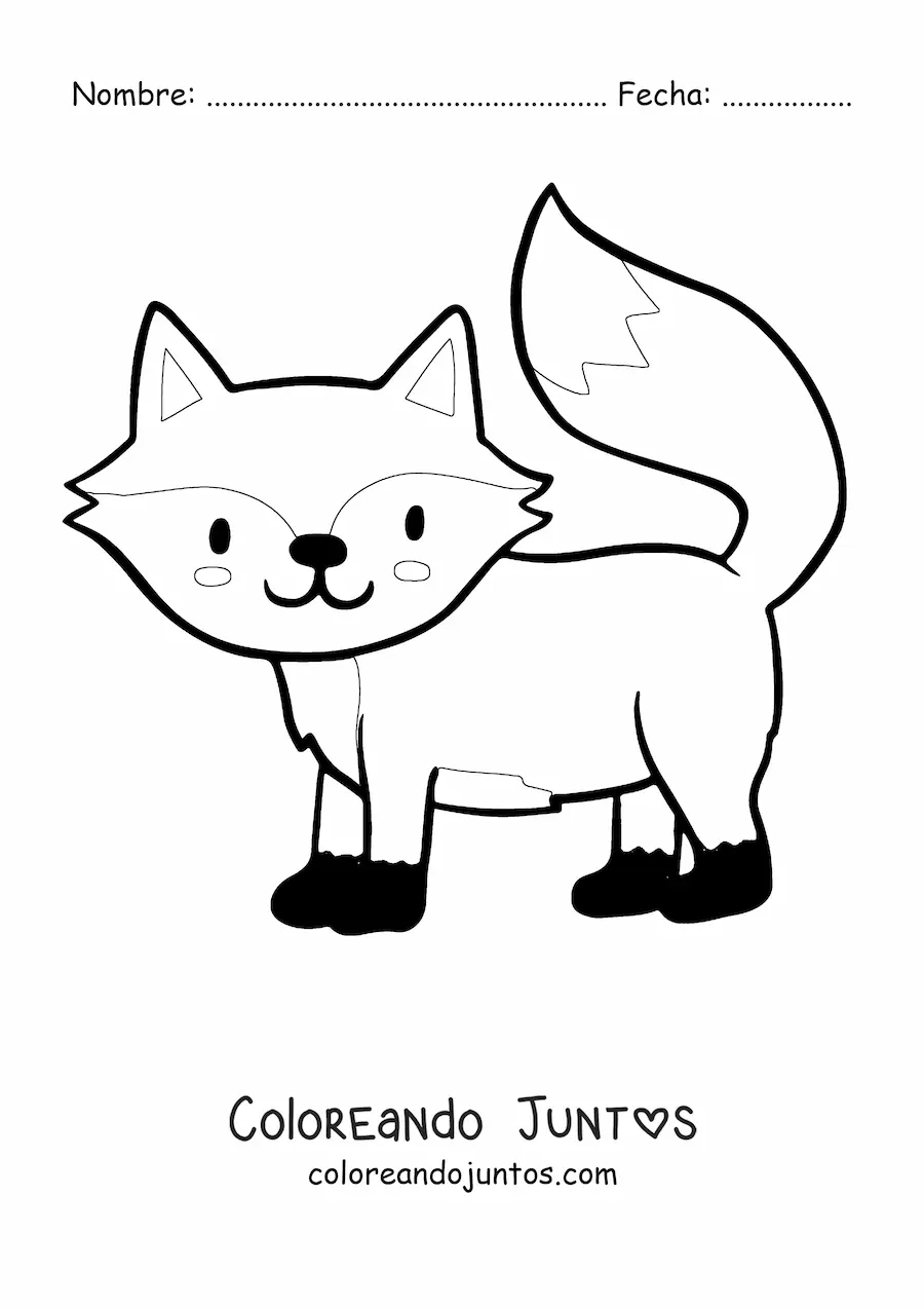 Imagen para colorear de un zorro kawaii sonriente