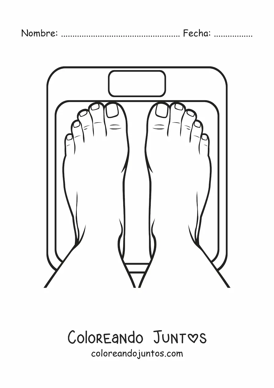 Imagen para colorear de unos pies parados sobre una balanza