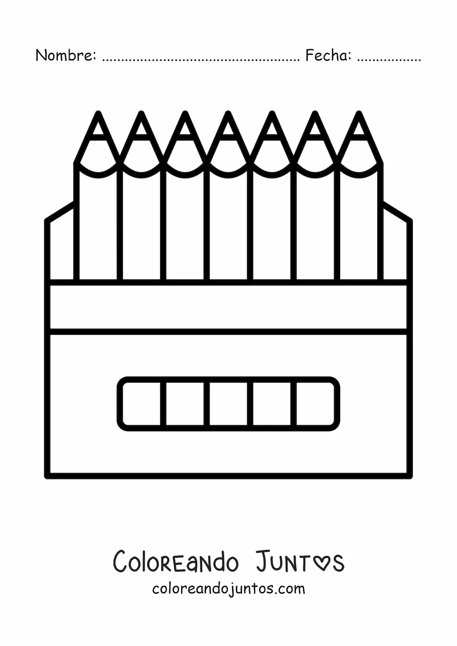 Imagen para colorear de una caja de lápices de colores