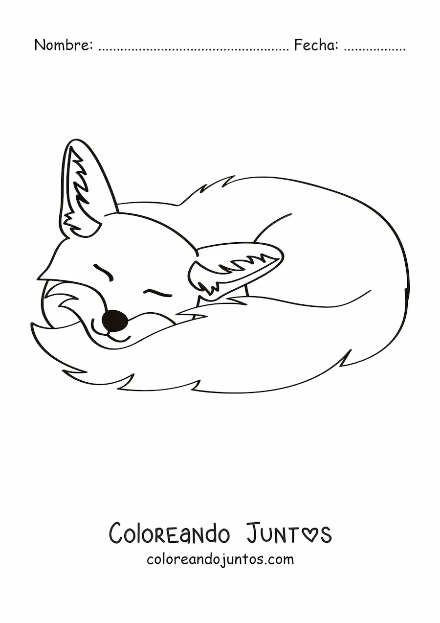 Imagen para colorear de un zorro durmiendo sonriente
