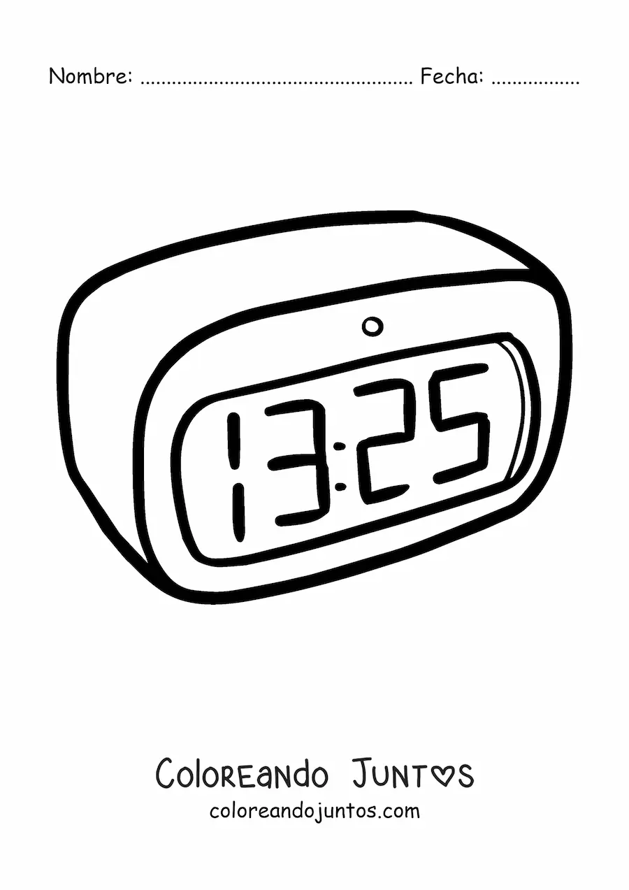 Imagen para colorear de un reloj despertador digital