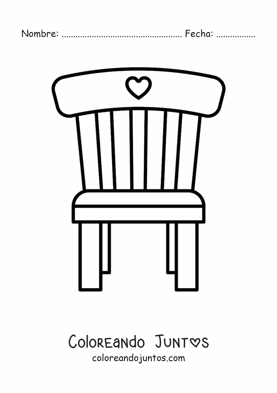 Imagen para colorear de una silla kawaii