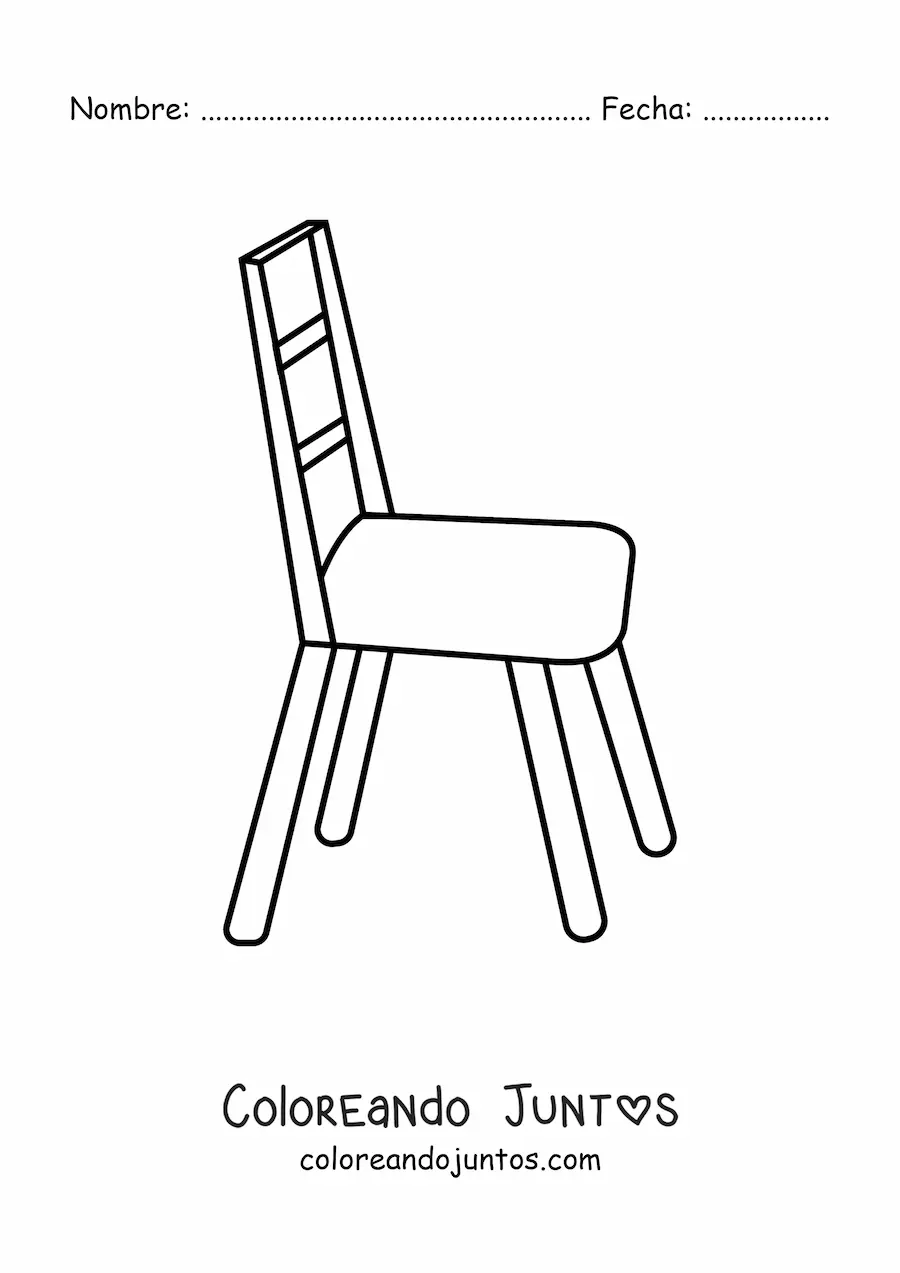 Imagen para colorear de una silla de madera
