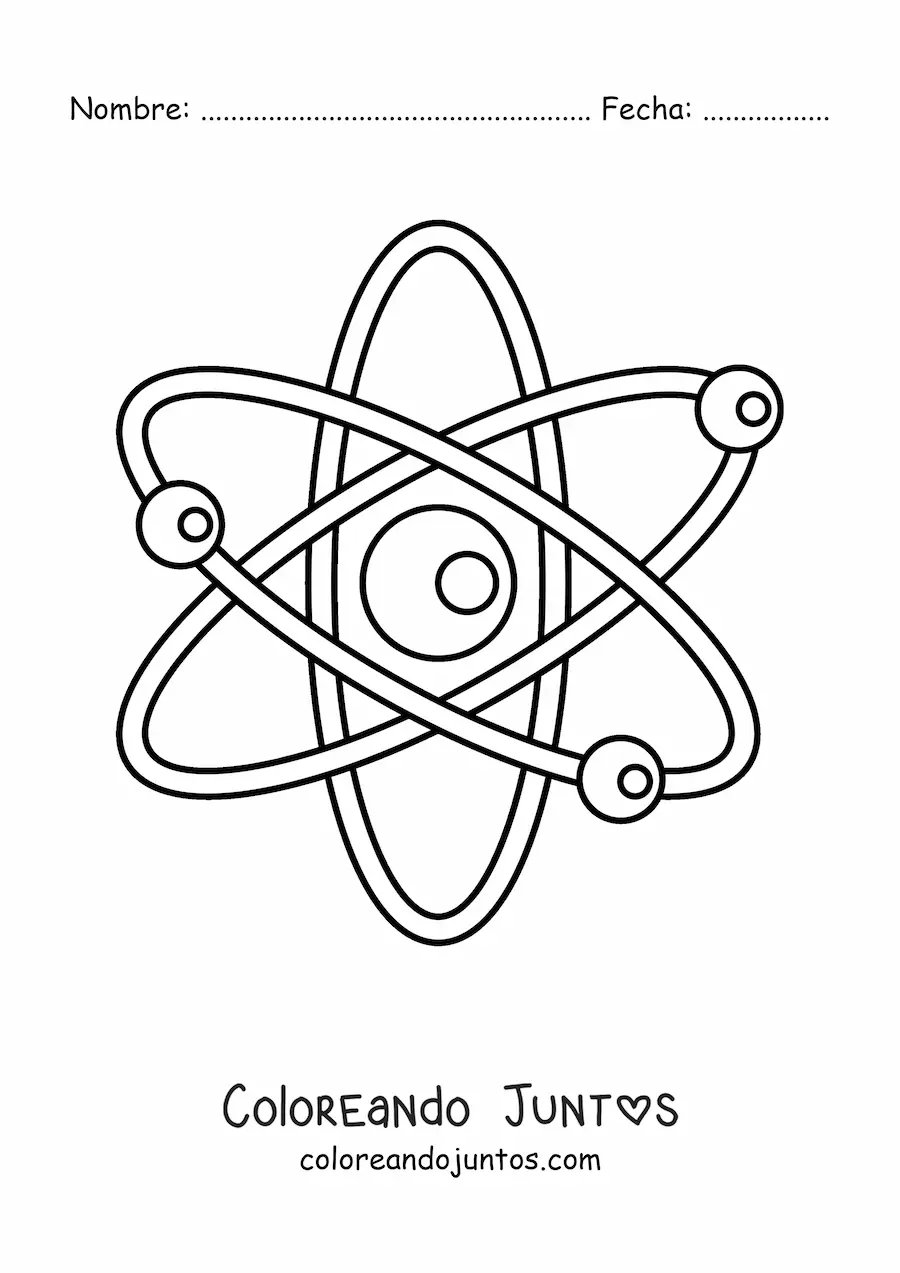 Imagen para colorear de un modelo del átomo