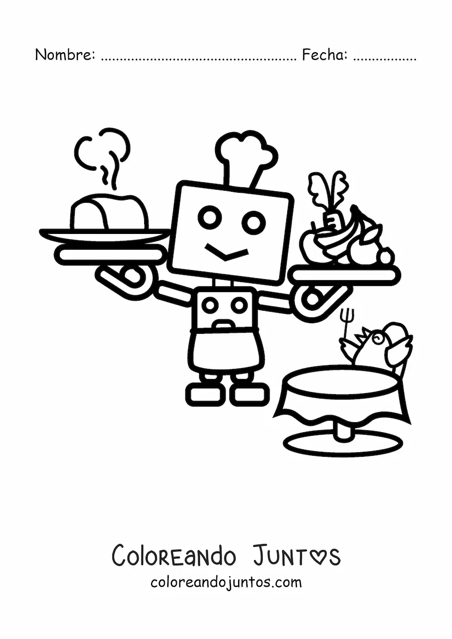 Imagen para colorear de un robot cocinero