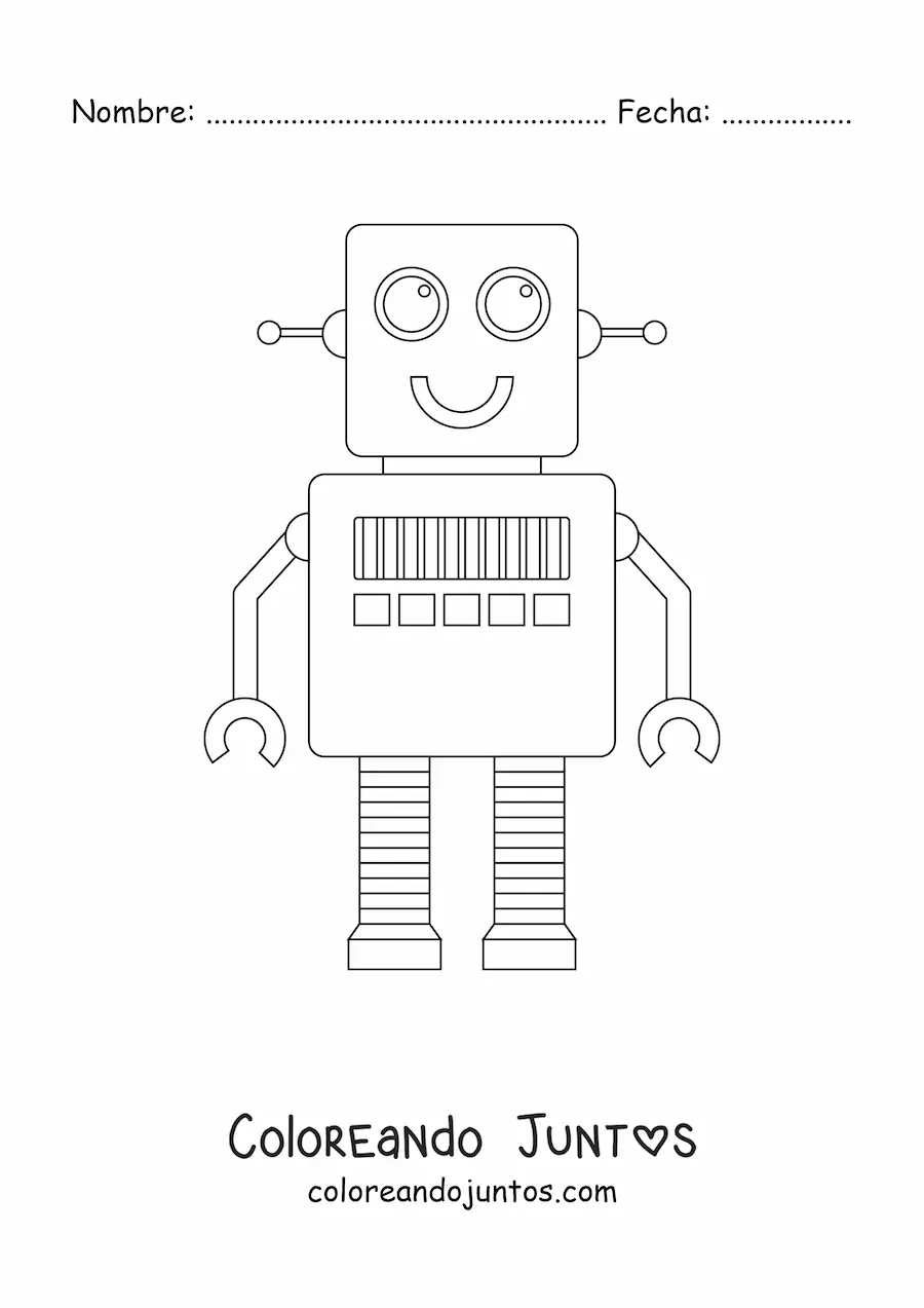 Imagen para colorear de un robot infantil sonriente