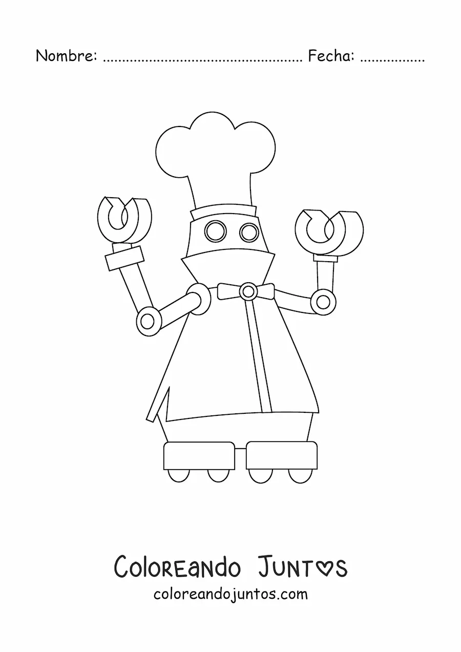 Imagen para colorear de un robot chef