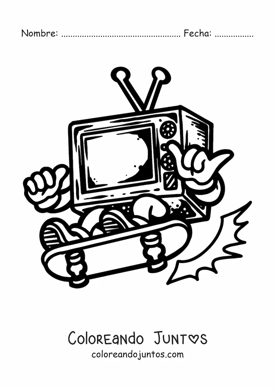 Imagen para colorear de un televisor animado