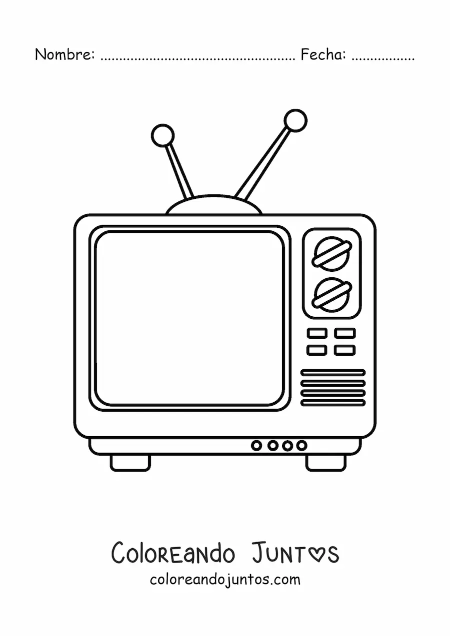 Imagen para colorear de un televisor antiguo